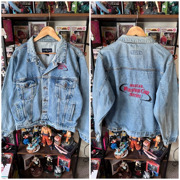 Vintage NASCAR Winston Cup Denim Jacket Embroidered Distressed Men’s M Luna Pier
